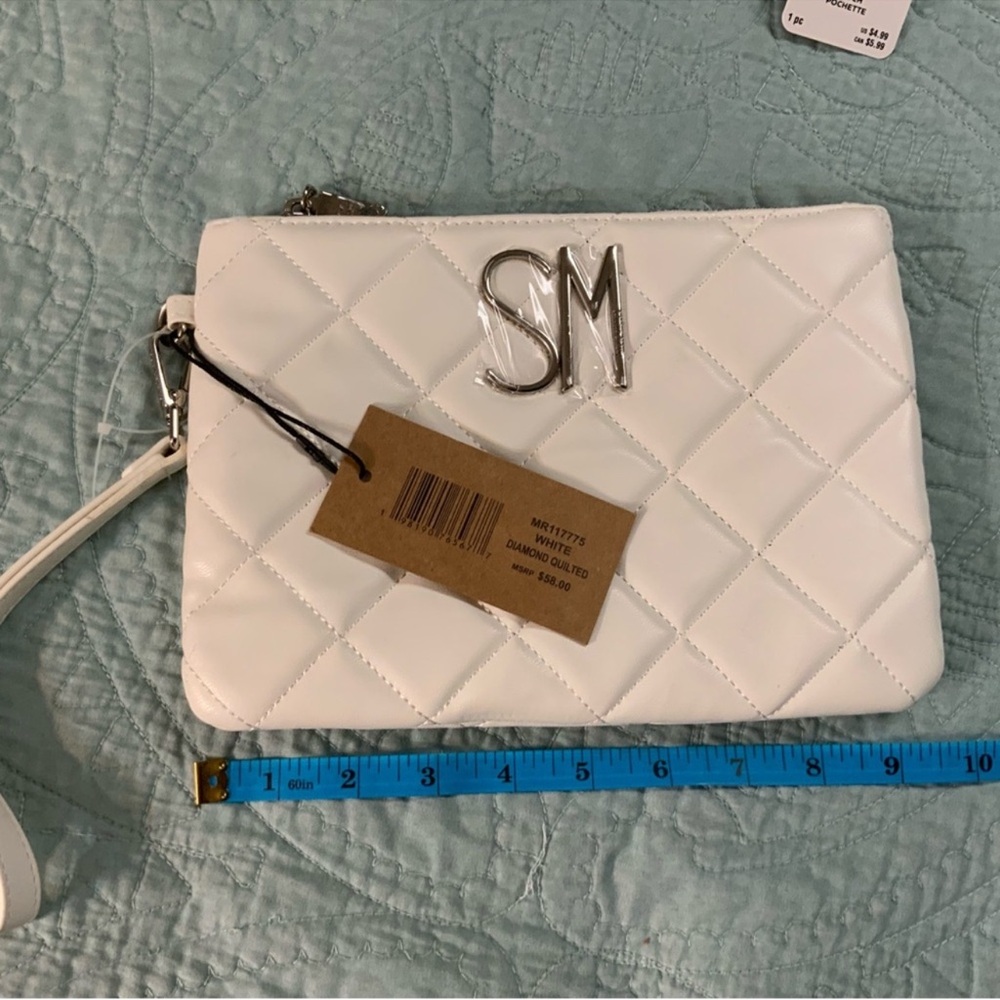 Steve Madden White Diamond Quilted Clutch